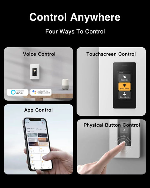 Touchscreen Smart Dimmer Switch For Single Pole And 3 Way Wiring, Wi Fi Enabled Dimmable Light Switch with Alexa Control Options