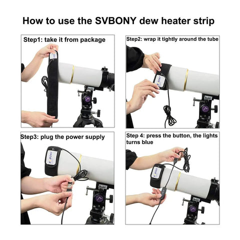 Steps to use SV165 Mini Guide Scope 30mm F4 Finder Bundle With SV172 Dew Heater Strip and Camera Mounts