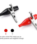 Heavy Duty 60 Piece Metal Alligator Clip Set With Badass Grip For Wiring Soldering Gluing And Quick Electrical Fixes Around The Shop Or Garage Rig When You Just Gotta Get It Done Fast, showing red and black clips.