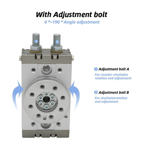 Pneumatic Rotary Cylinder Double Acting Air Table Actuator with adjustable bolts for precise motion control and durable aluminum body
