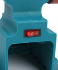 Close-up of the power switch on the Jeffergarden Cordless Mini Bench Grinder With Two Wheels.