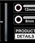 Dope 20 Piece Set Of 12 Inch Borosilicate Glass Tubes With 12 Mm Outer Diameter And 8 Mm Inner Diameter 2 Mm Thick Walls diagram