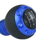 Bold Blue Five Speed Ball Shift Knob With Crisp Gear Map For Manual Transmissions, 4 inch Aluminum, smooth grip design.