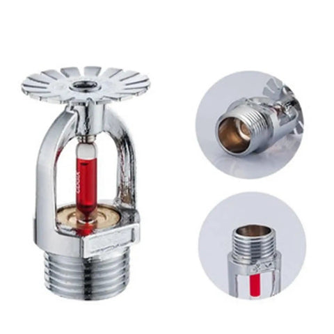 Five Pack Pro Grade Brass Pendent Fire Sprinkler Head 1 2 Inch DN15 Heat Activated At 68 Degrees Celsius For Commercial Fire Suppression with red bulb detail.