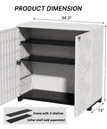 White waterproof outdoor storage cabinet with two shelves, 60 gallon resin shed for patio, garden, and backyard.