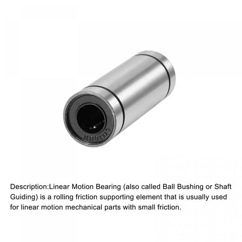 Eight Piece Kit Of Extra Long LM8LUU And LM10LUU Linear Ball Bearings, chrome steel linear motion bearing for CNC routers.