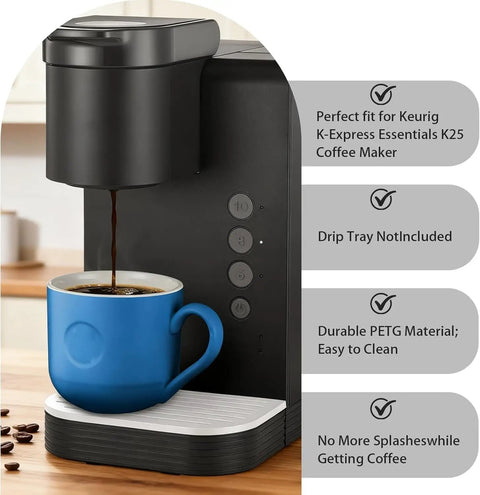 Drip Tray Lid Replacement For K25 And K15 Coffee Makers With Splash-Proof Cover Guard, Spill Shield, No Mess Pour in use