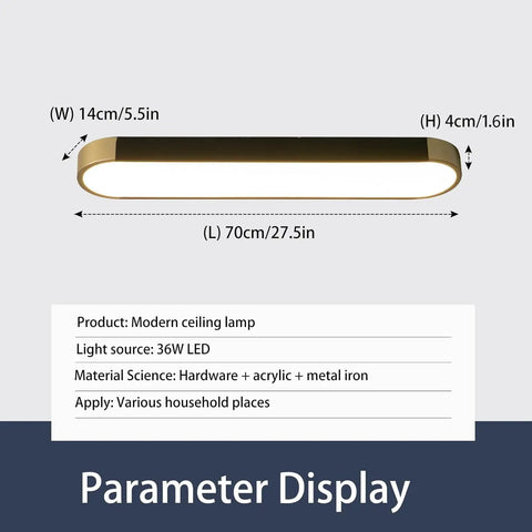 Modern Acrylic Linear LED Ceiling Light With Remote Control 36W 2160 Lumens Eye Protection Design 27.5 Inch