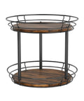 10 Inch Lazy Susan Turntable Organizer 2 Tier Round Rotating Spice Rack For Kitchen Cabinet Or Countertop Wood Base With Black Metal Frame