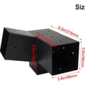 All Weather Slanted Roof Pergola Bracket Kit For 4x4 Wood Posts Steel Wall Mounts For Porch Gazebo And Backyard Structures Black Coated Weather Resistant Three Way Left 15 Degrees Right 15 Degrees, shown in black with dimensions labeled