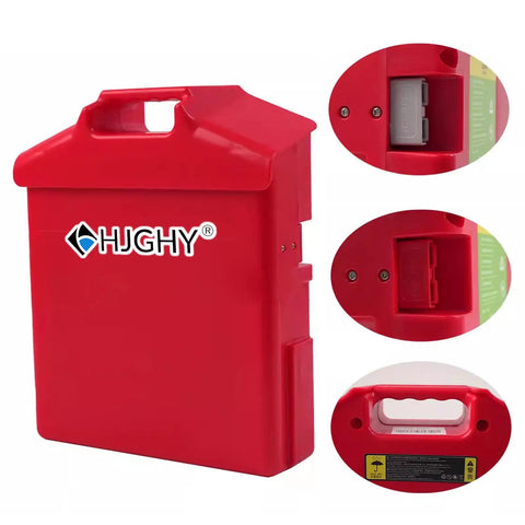 Heavy Duty 48 Volt 20Ah Electric Forklift Battery Plus Charger For Pallet Truck Or Stacker With Built In BMS Protection And Long Lasting Lithium Power Pack, red battery case with handle and connectors