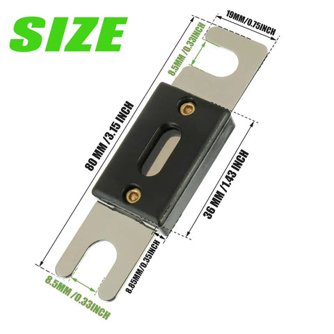 Bad Ass Heavy Duty Anl Fuse Holder With Included 250 Amp Blade Fuse For 0 2 4 AWG In Line Wiring dimensions and design