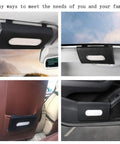 Sleek Genuine Leather Car Tissue Holder Sun Visor Napkin Dispenser Secure Clip Fits All Rigs Daily Driver Staple in various car placements.