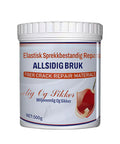 500G Dense Filler Wall Repair Paste in a white container with text indicating crack prevention formula and moistureproof binder.