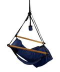 Blue Hanging Hammock Chair With Wooden Dowels, 350 Lb Capacity, Includes Carrying Case, Pillow, Footrest, Cup Holder