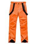 Men's Insulated Snow Pants Waterproof Ski Trousers For Winter Hiking With Leg Zippers And Zippered Pockets, Size S Orange