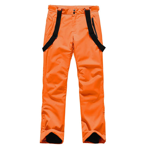 Men's Insulated Snow Pants Waterproof Ski Trousers For Winter Hiking With Leg Zippers And Zippered Pockets, Size S Orange