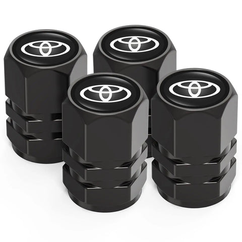 Pro Grade Copper Alloy Tire Valve Caps Set For Toyota Corolla RAV4 Highlander And Other Toyota Models, Leak Proof And Corrosion Resistant Valve Stem Caps In Black