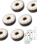 6 Pack USB Rechargeable Puck Lights With Remote For Under Cabinet Kitchen And Bedroom, Dimmable LED Puck Lights Battery Operated