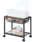 Under Desk Printer Stand With Wheels, Industrial Grade 2 Tier Printer Cart On Casters, Workhorse Heavy Duty Storage Rack For Office And Home