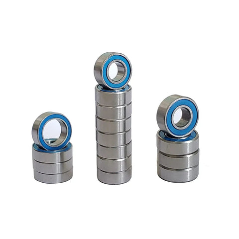 16 Pack RC Rubber Sealed Ball Bearings Kit For 1/10 TT02 RC Cars Chromium Steel 52100 in three stacks of varying sizes