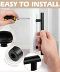 Snag These Solid 30 Pack Cabinet Pulls And Cabinet Knobs Featuring Sleek Matte Black Stainless Steel Finish With Easy Install Drawer Handles For A Quick Kitchen Redo. Close-up of matte black cabinet handle being installed.