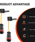 Merdege brake pad sensor lines, 4 pcs, black sensors with yellow wires and red seals