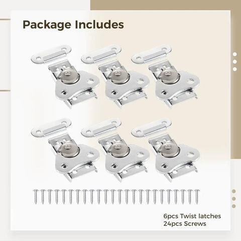 Stainless Steel Twist Latches With Butterfly Wing Knobs And Retainers Pack Of 6 Includes 24 Screws For Small Boxes Cases And Doors