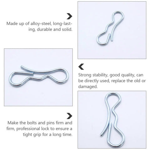 Top Rated 5 Pack Silver Alloy Steel Split Cotter Pins With Heavy Duty Construction And Secure Fastening For Tough Mechanical Jobs shown from multiple angles.