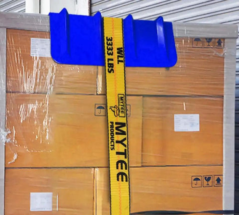 Built Tough 10 Pack Blue V Shaped Corner Protectors Heavy Duty Wide Wing Edge Guards 8X8X24 Inch HDPE securing cargo with strap.