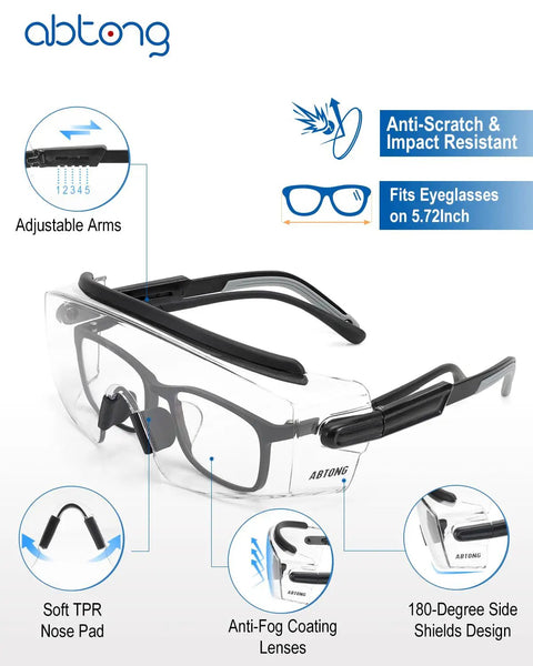Boss Level Safety Glasses Over Eyeglasses With Hella Good Anti Fog Coating, Ansi Z87.1 Certified Eye Shield, Side Shield Design