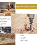 Six Size Wood Screws Kit For Cabinet, Furniture And DIY Projects with drill and screws on wood surface