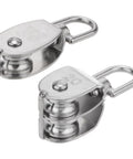M20 Heavy-Duty Pulley Block 2 Pack With Single And Double Wheel Stainless Steel Swivel Rigging Lifting Wheel Fixed Pulley