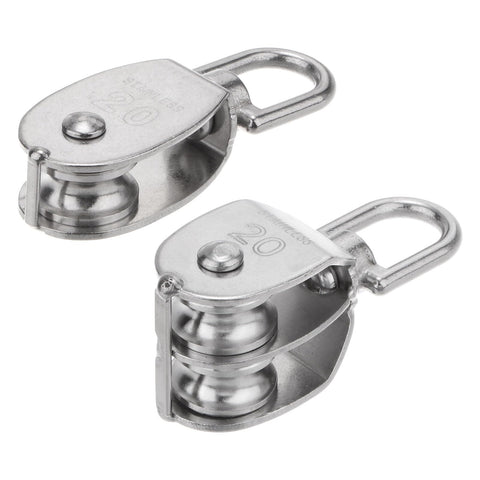 M20 Heavy-Duty Pulley Block 2 Pack With Single And Double Wheel Stainless Steel Swivel Rigging Lifting Wheel Fixed Pulley