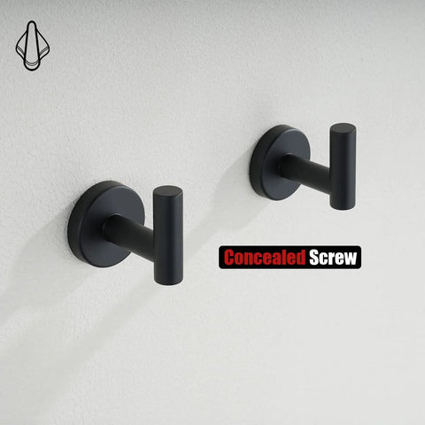 Matte Black Wall Mounted Towel Hook Set Two Pack Made From 304 Stainless Steel Corrosion Resistant For Bathroom Kitchen And Garage