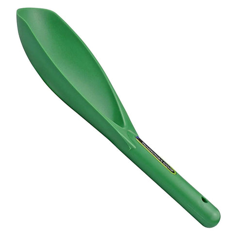 Green Prospector's Scoop 12.5 Inch Heavy Duty Plastic Dig Tool for metal detecting and gardening, side view