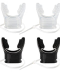 Four Pack Soft Silicone Scuba Regulator Mouthpieces With Ties Replacement Snorkel Mouthpieces For Octopus And Primary Regulators Universal Fit 2 Black 2 Clear Comfortable Dive Gear.