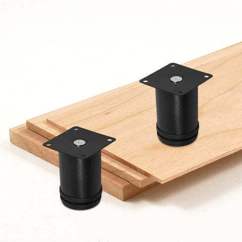 Adjustable Black Stainless Steel Furniture Legs 4 Pack With Height Adjustment And Non Slip Stability on wood surface