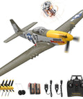 P51 Mustang RC Plane With Brushless Motor, 4 Channel Flight, XPilot Stabilizer For Easy, Smooth Control, 500mm Wingspan, 3D Aerobatics, Kickass RC Airplane For Adults, Volantex RC Planes, Includes 2 Batteries, propellers, and remote control.