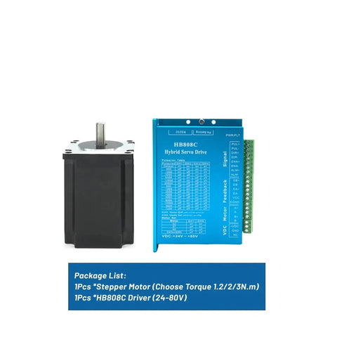 1 To 5 Axis Nema23 Closed Loop Stepper Motor Kit With Encoder For CNC Machines, Hybrid DC Servo Drive, 1.2Nm 2Nm 3Nm Torque Options, Ready To Boost Precision Milling, Cutting, And Engraving. Nema23 motor with HB808C drive