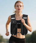 Person running wearing a Lightweight Hydration Vest For Running And Outdoor Adventures Secure Chest Pack With Multiple Pockets.