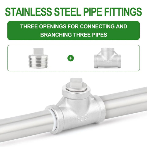 Two Pack Outer Square Thread Socket Pipe Plug Fitting 2 Inch NPT Male 304 Stainless Steel Corrosion Resistant Industrial Grade Plumbing Connector diagram