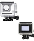 Front and back view of Beast Mode Waterproof Dive Case For GoPro Hero 3 3 Plus And 4 Black Silver Up To 40 Meters Underwater Housing
