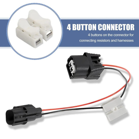 VCM Control Module Wiring Harness Kit With Four Resistors Plug And Play Line Socket showing 4-button connector for Honda