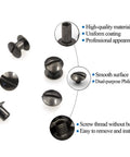 Slick Gun Metal Chicago Binding Screws, Clutch 36 Piece M5x6mm Nickel Plated Rivet Kit showing smooth dual-purpose Philip head and threads.