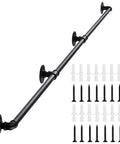 Built Tough 10 Foot Wall Handrail For Indoor Stairs Straight Up Heavy Duty Metal Railing Non Slip Matte Black Grab Bar with mounting kit.