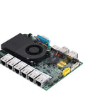 6 port network firewall mini PC motherboard with cooling fan and multiple USB ports, part of Built Tough 6 Port Network Firewall Mini Pc.