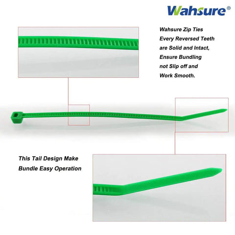 Heavy Duty 8 Inch Green Cable Zip Ties 100 Pack For Indoor Outdoor Use Ultra Heat Resistant Nylon 66 Tie Wraps product detail