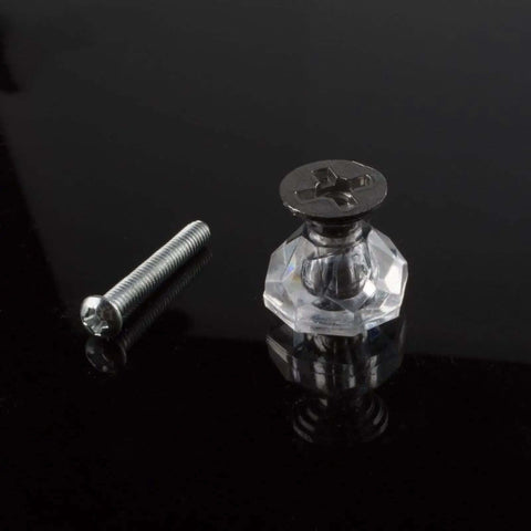 Close-up of 9 Piece Sleek Crystal Drawer Knobs Set Transparent Crystal Glass Handles With Zinc Alloy Backing 18x20 Mm