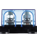 Front view of Two Way AMG Mega Fuse Holder ANM B2 Bolt On Fuse Block for One or Two Fuses 32V DC Car Protection.